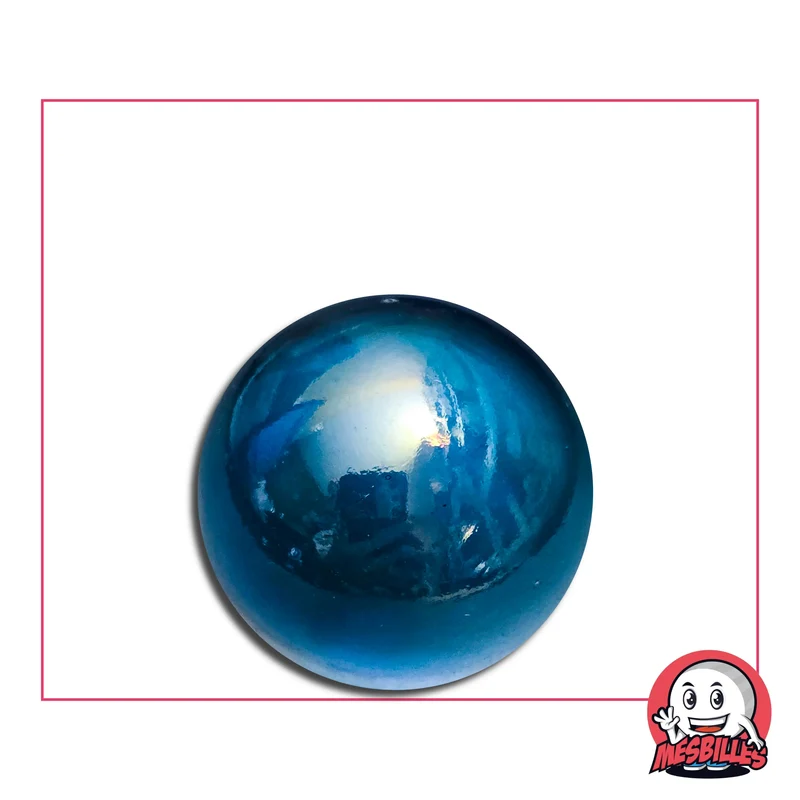 1 Bille verre de Bohême Irisé Bleu 25 mm