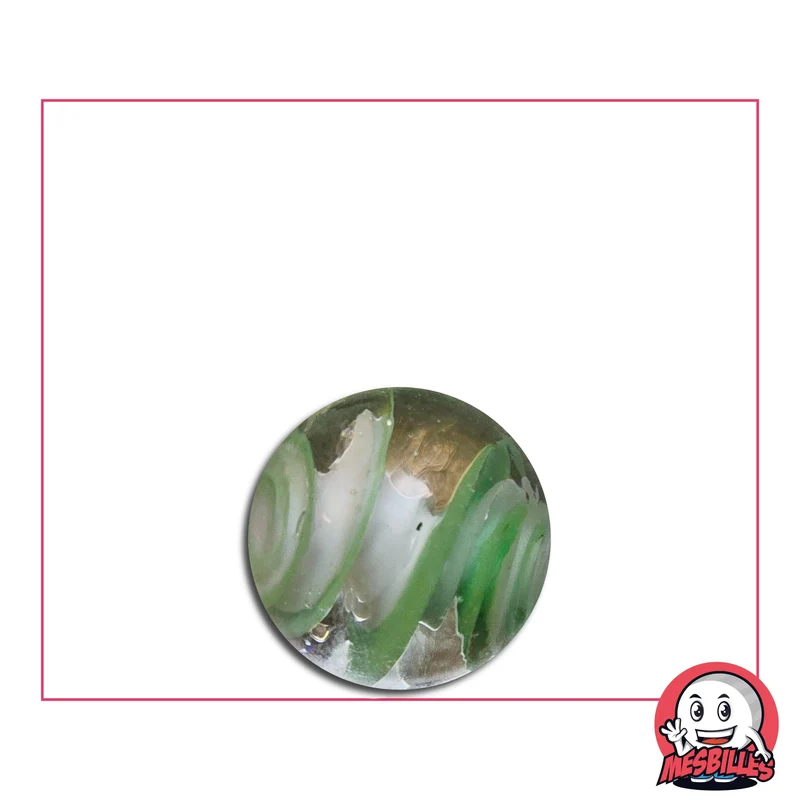 1 Bille Art Bonbon Blanc Vert 16 mm